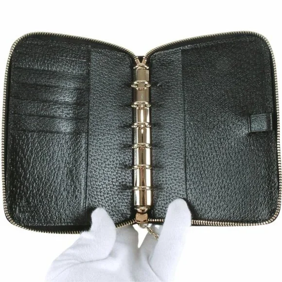 Gucci Web Black GG Logos Pattern Agenda Notebook Cover - Picture 7 of 8